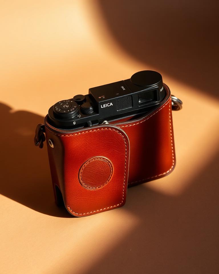 Funda de cuero marrón para cámara Leica M3